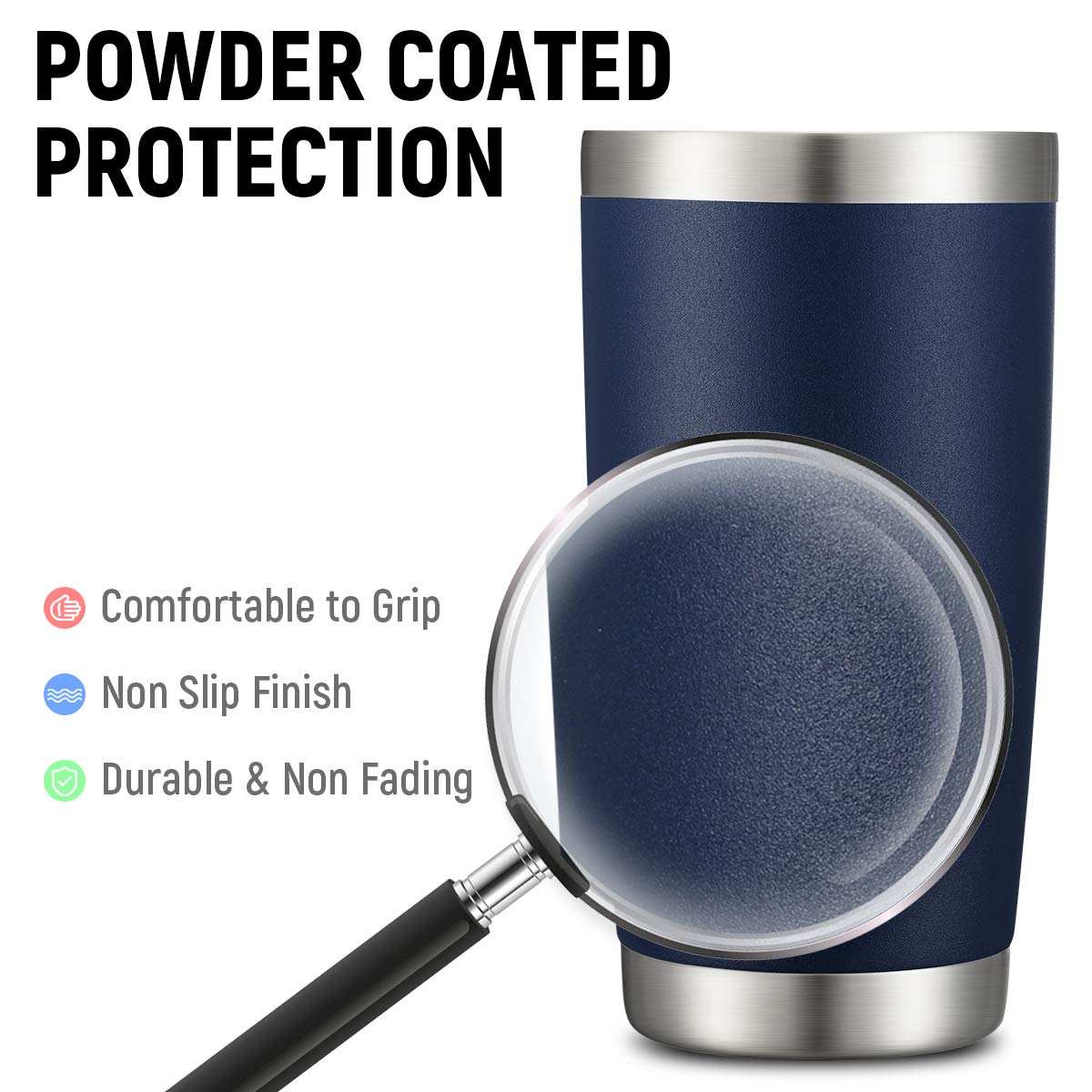 20oz Double Wall Vacuum Insulated Travel Mug Bulk Stainless Steel Tumbler with Lid and Straw Durable Powder Coated Insulated Coffee Cup for Cold & Hot Drinks (12 Count)