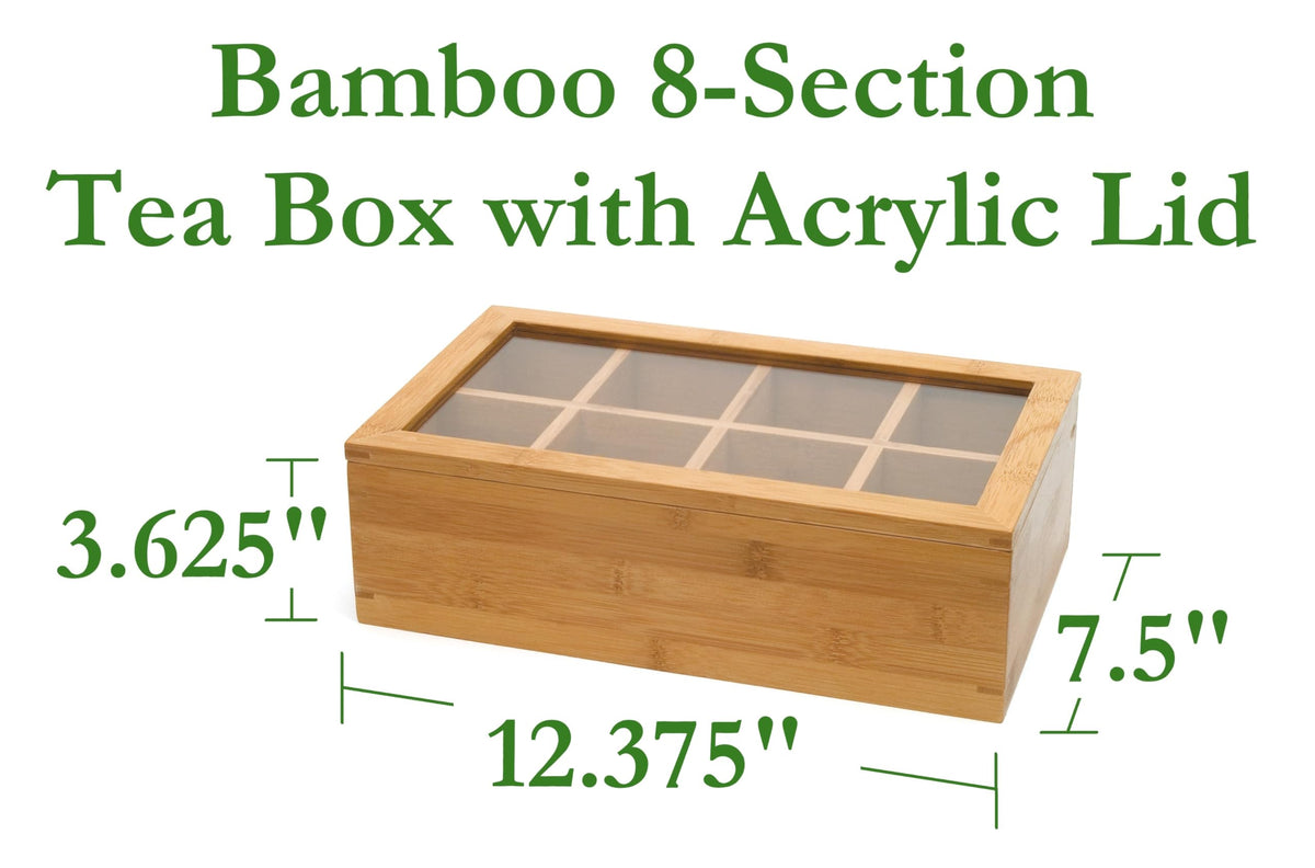 Bamboo Wood Tea Box with Clear Lid