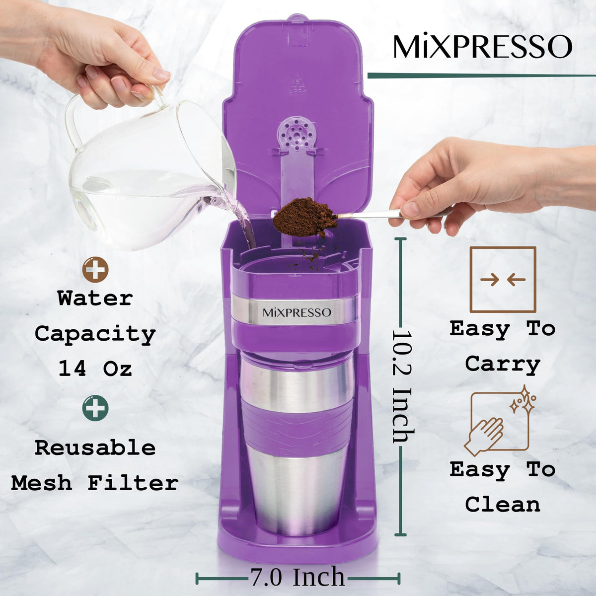 Single Serve & Single Cup Coffee Maker with 14oz Travel Mug (14 Ounce)