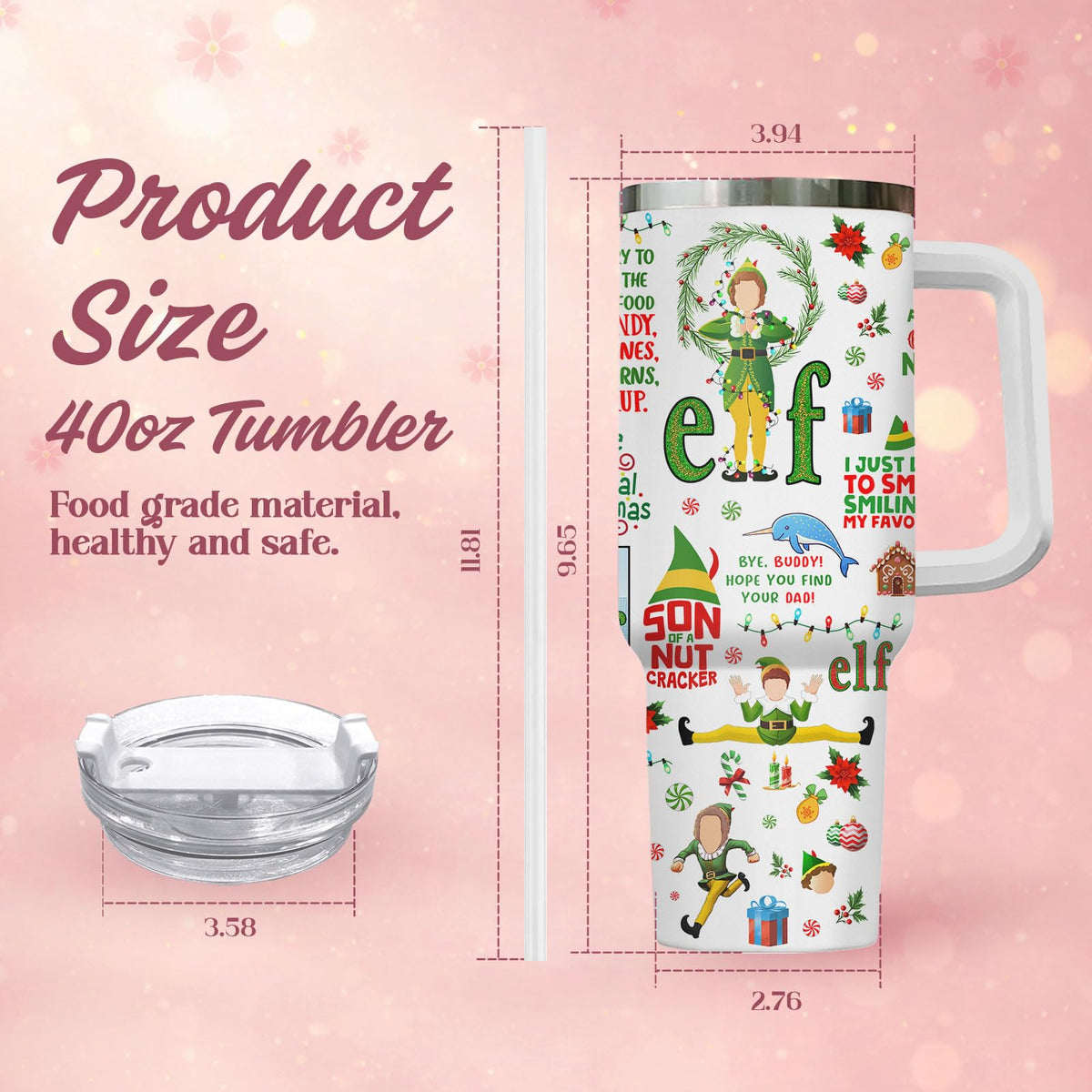 Festival Festive Holiday Elf 40 oz Tumbler with Handle