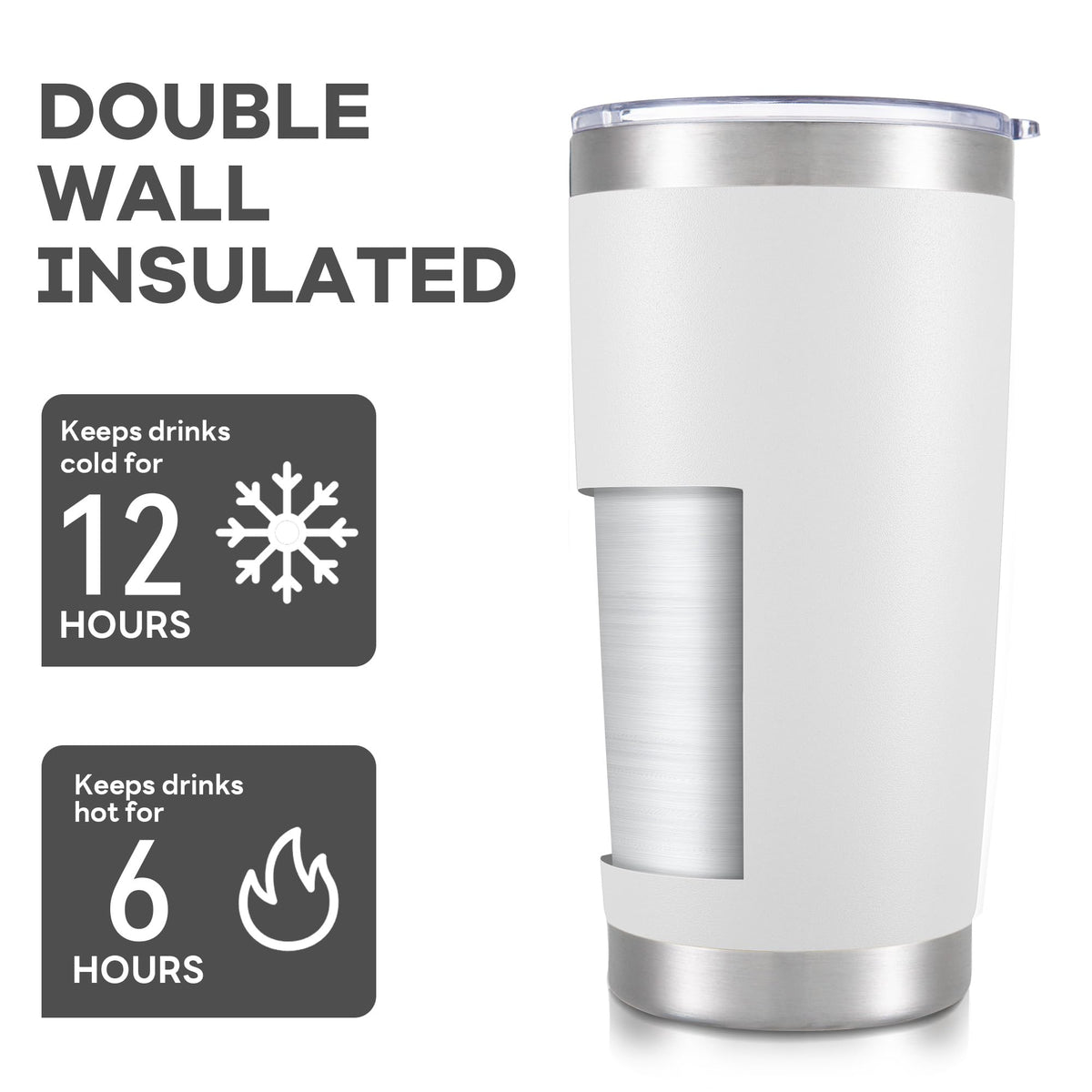 20 oz Tumbler with Lid Stainless Steel Insulated Tumblers Bulk Cups Mug (8 Count)