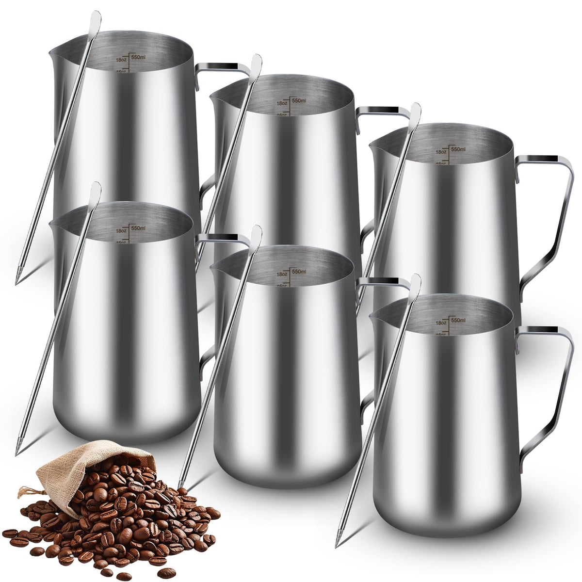 6 Pack Milk Frothing Pitcher