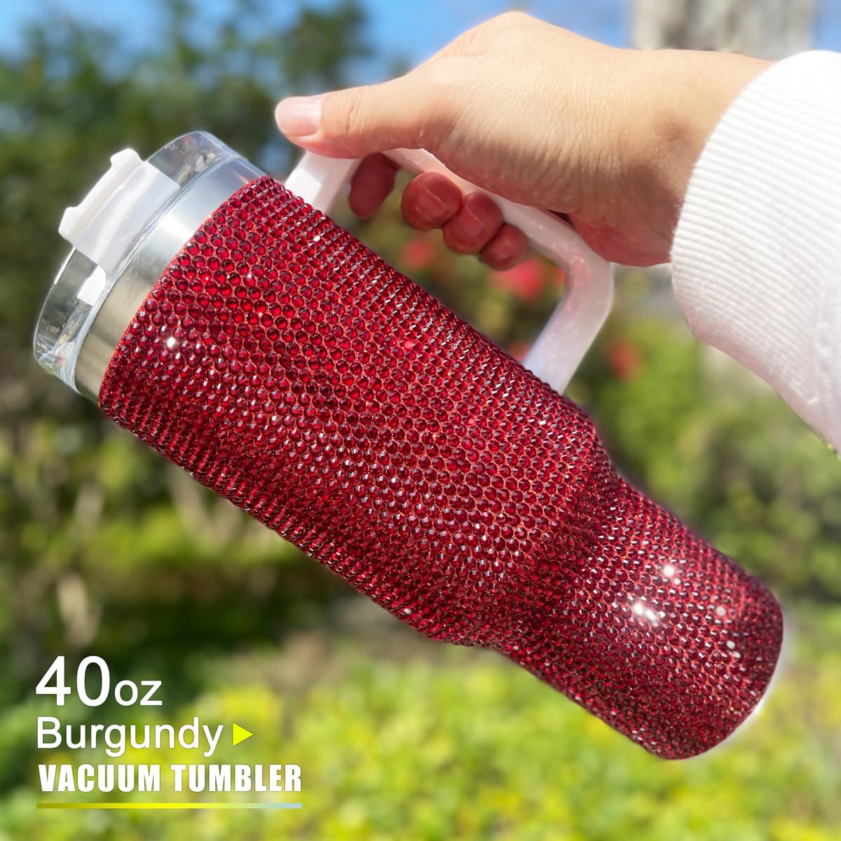 40oz Bling Rhinestone Tumbler with Handle and Straw Glitter Cups