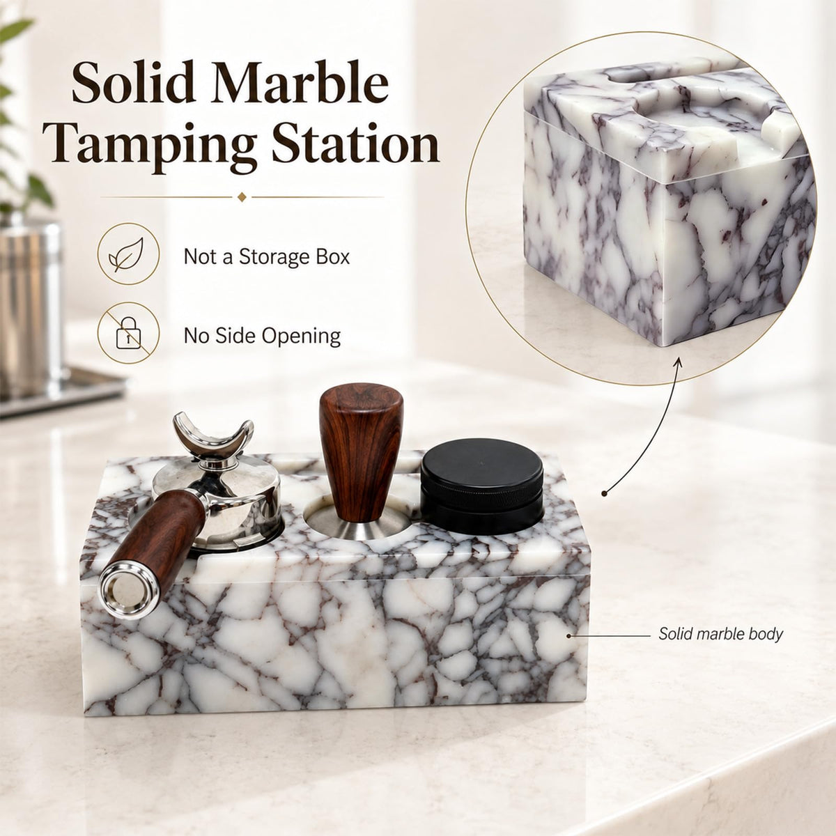 Natural Marble Espresso Tamping Station for 51mm and 53mm