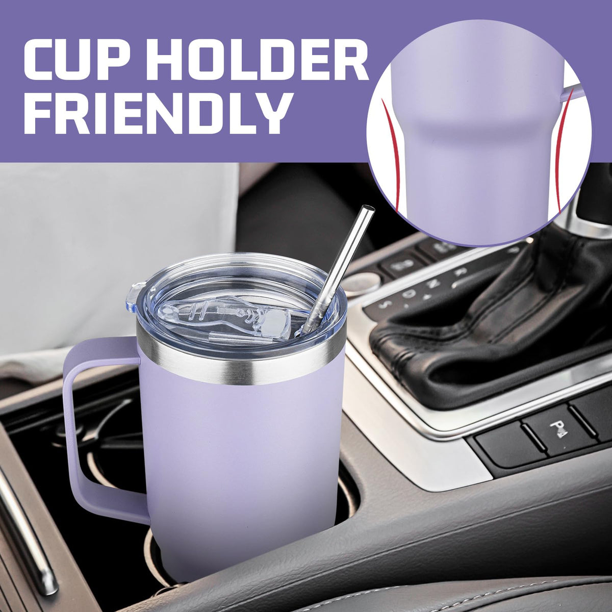 20 oz Tumbler with Handle Stainless Steel Insulated Coffee Mug Tumbler with Lid and Straw Double Wall Vacuum Insulated Coffee Mug Leak Proof Travel Mug Tumbler for Hot and Cold Drink (4 Count)