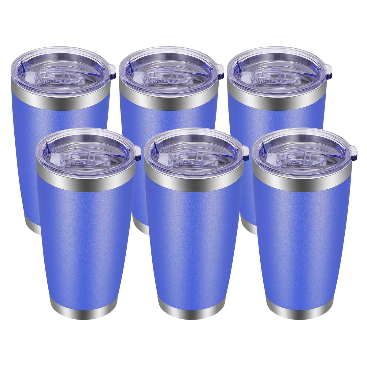 20oz Tumbler with Lid and Straw Stainless Steel Tumbler Cup Bulk Vacuum Insulated Double Wall Travel Coffee Mug Powder Coated Coffee Cup (6 Count)