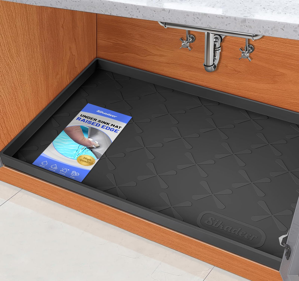 Waterproof Under Sink Mat 22" x 22" Silicone Mat Cabinet Protector (484 sq inch)