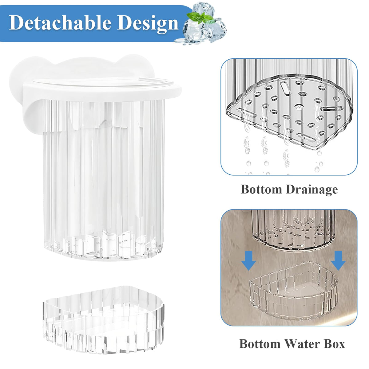 Plastic Ice Scoop with Holder for Freezer Kitchen Countertop Ice Maker