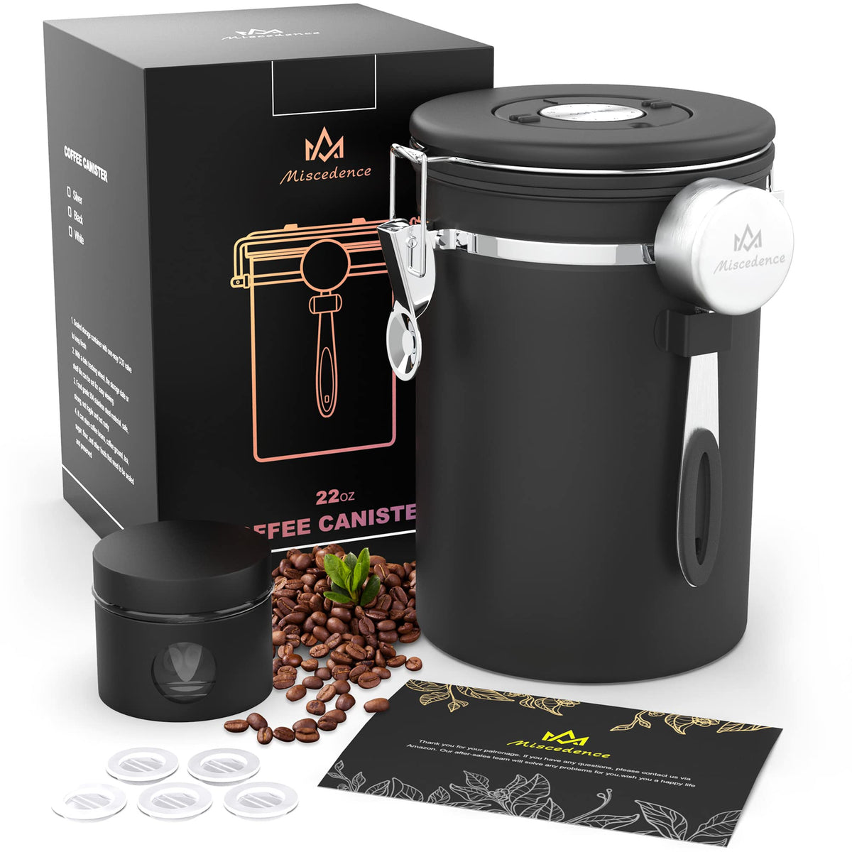 Coffee canister set for ground coffee with Date Tracker Travel Coffee jar