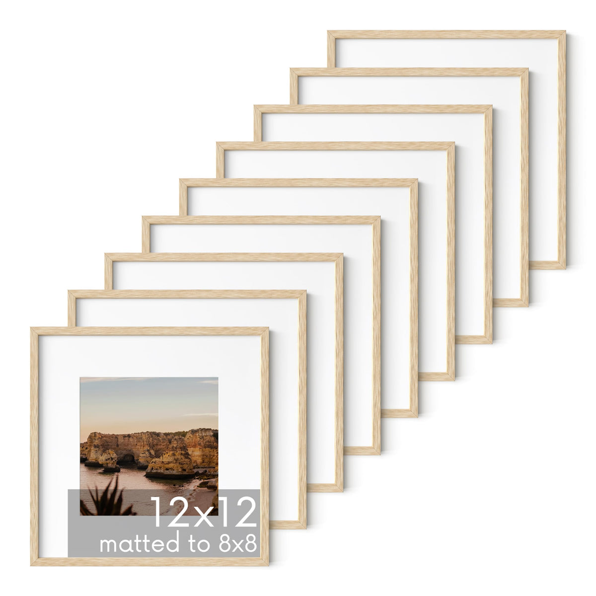 Beige Oak Wood 12x12 Picture Frames (9 Count)