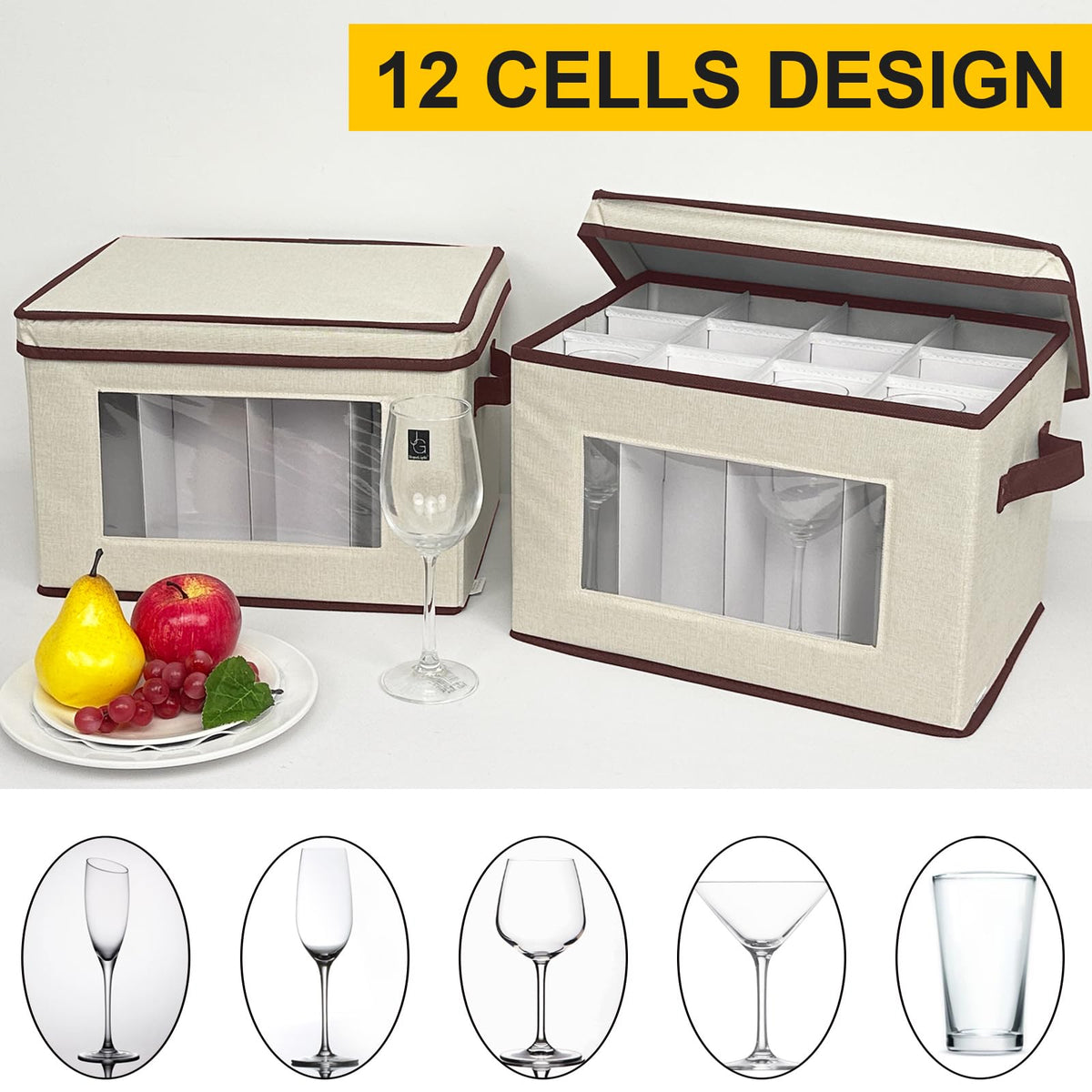 2 Pack Wine Glass Storage Box with Dividers (2 Count)