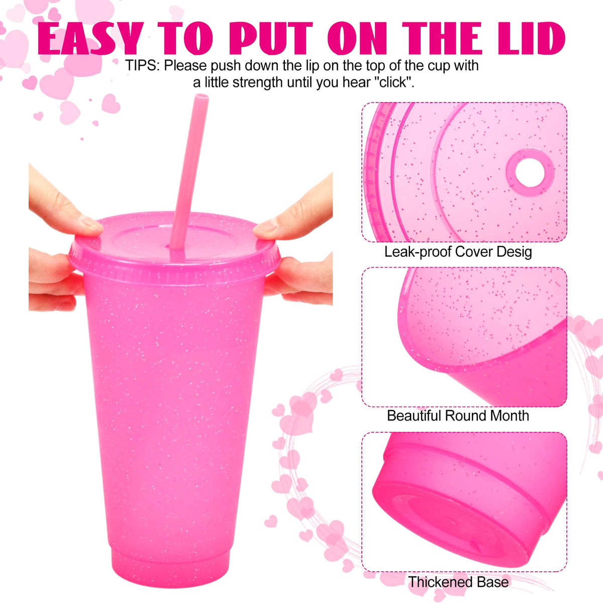 60 Pack Tumbler with Straw and Lid Bulk Glitter Plastic Cups Water Bottle Iced Coffee Travel Mug Reusable Party Favor Cups for Birthdays travel 24 (60 Count)