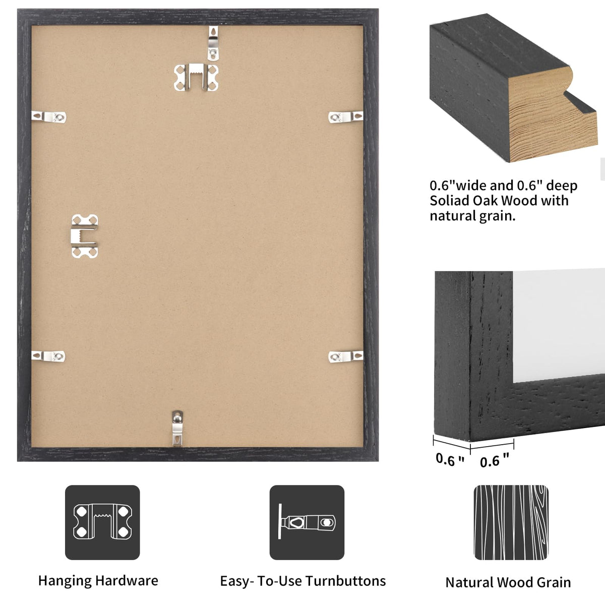 12x16 Solid Oak Wood Picture Frame