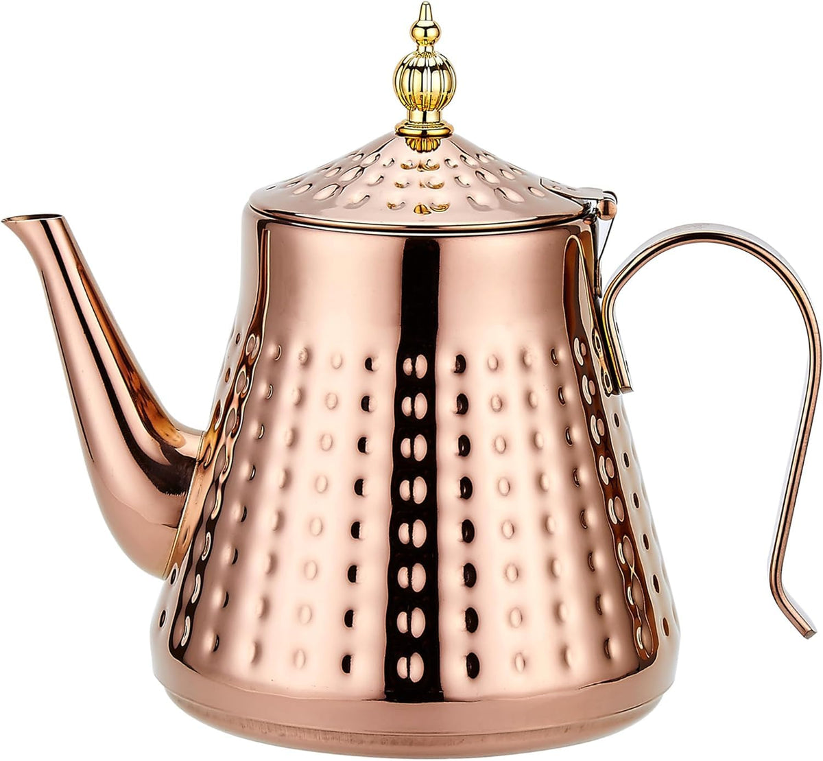 1.2L(40oz) Stainless Steel Hammer Patterned Teapot With Removeable Infuser,Loose leaf cover,Copper