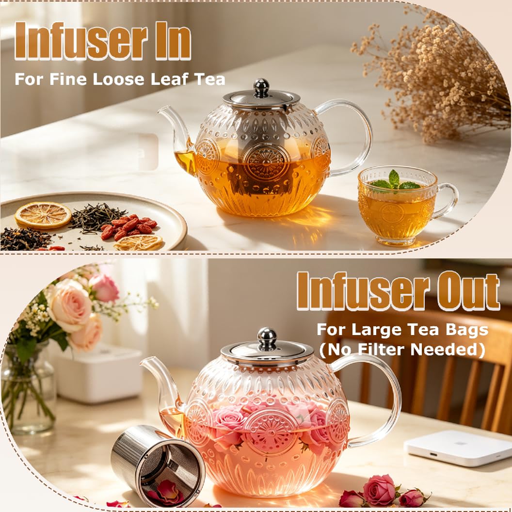 Vintage Glass Teapot with Infuser