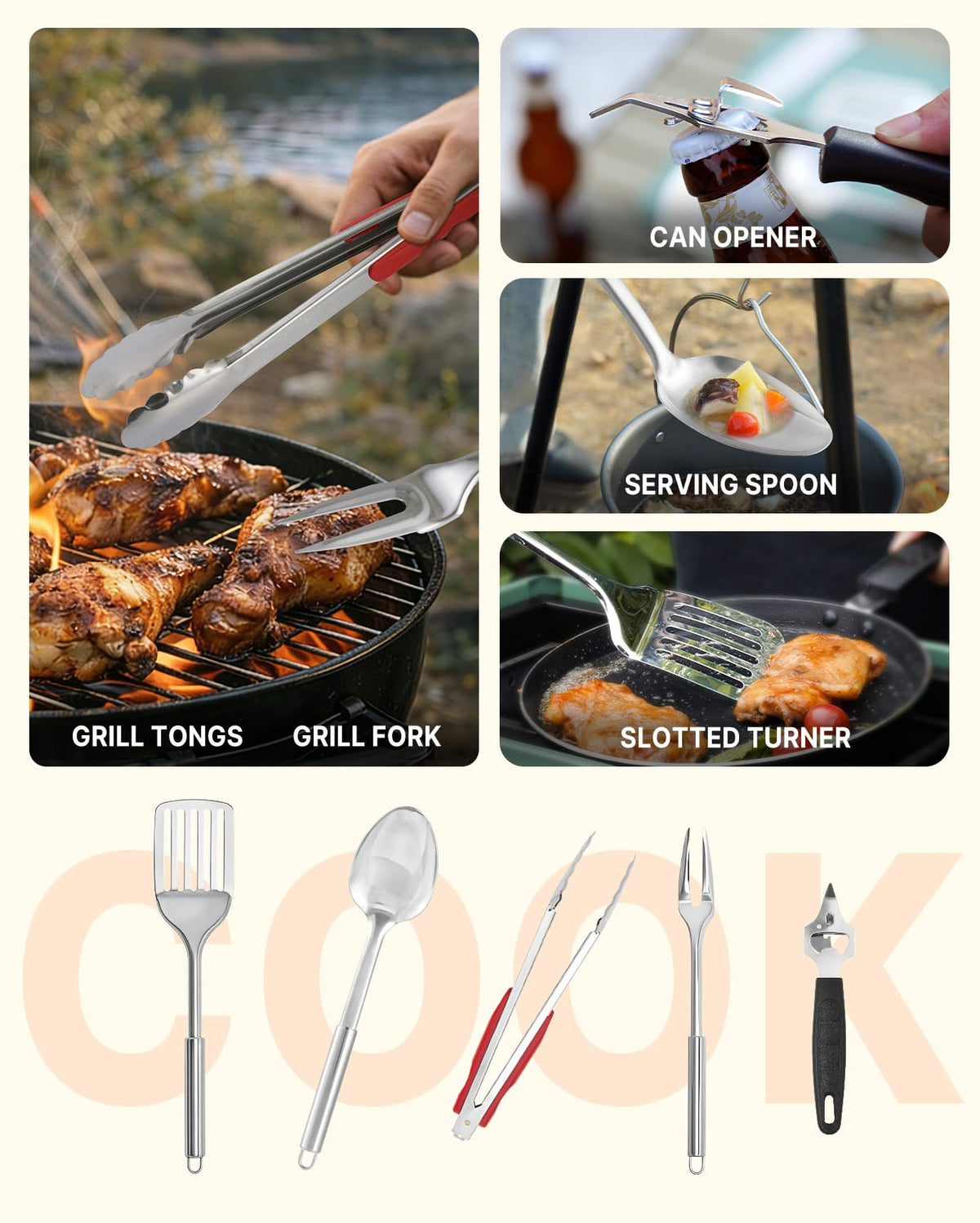Portable Camping Cooking Utensils Set 28PCS (28 Count)