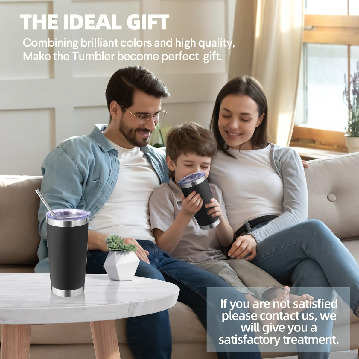 20oz Stainless Steel Tumbler with Lid and Straw Bulk 4 Pack (4 Count)