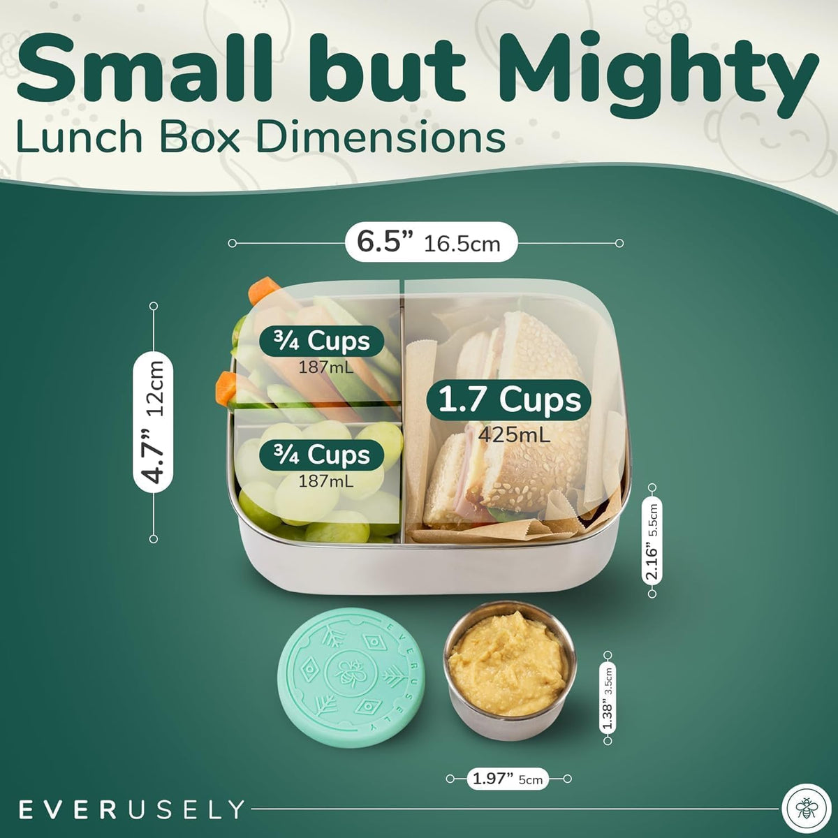 Stainless Steel Bento Box + Condiment Container