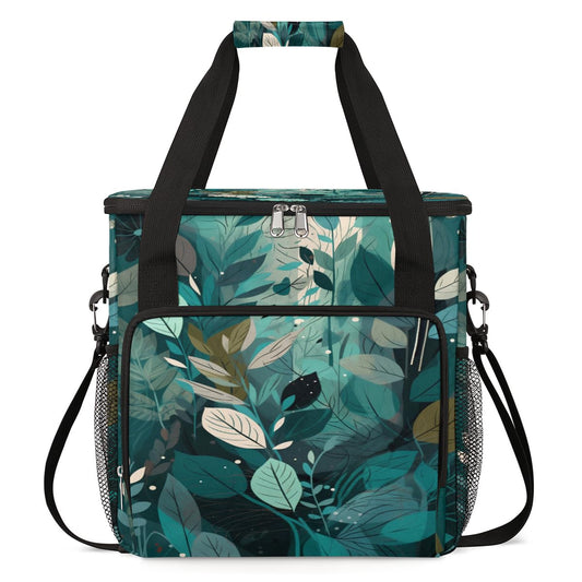 Turquoise Teal Leaves Coffee Maker Carring Bag Travel Carrying Storage Tote Bag Compatible with Keurig K