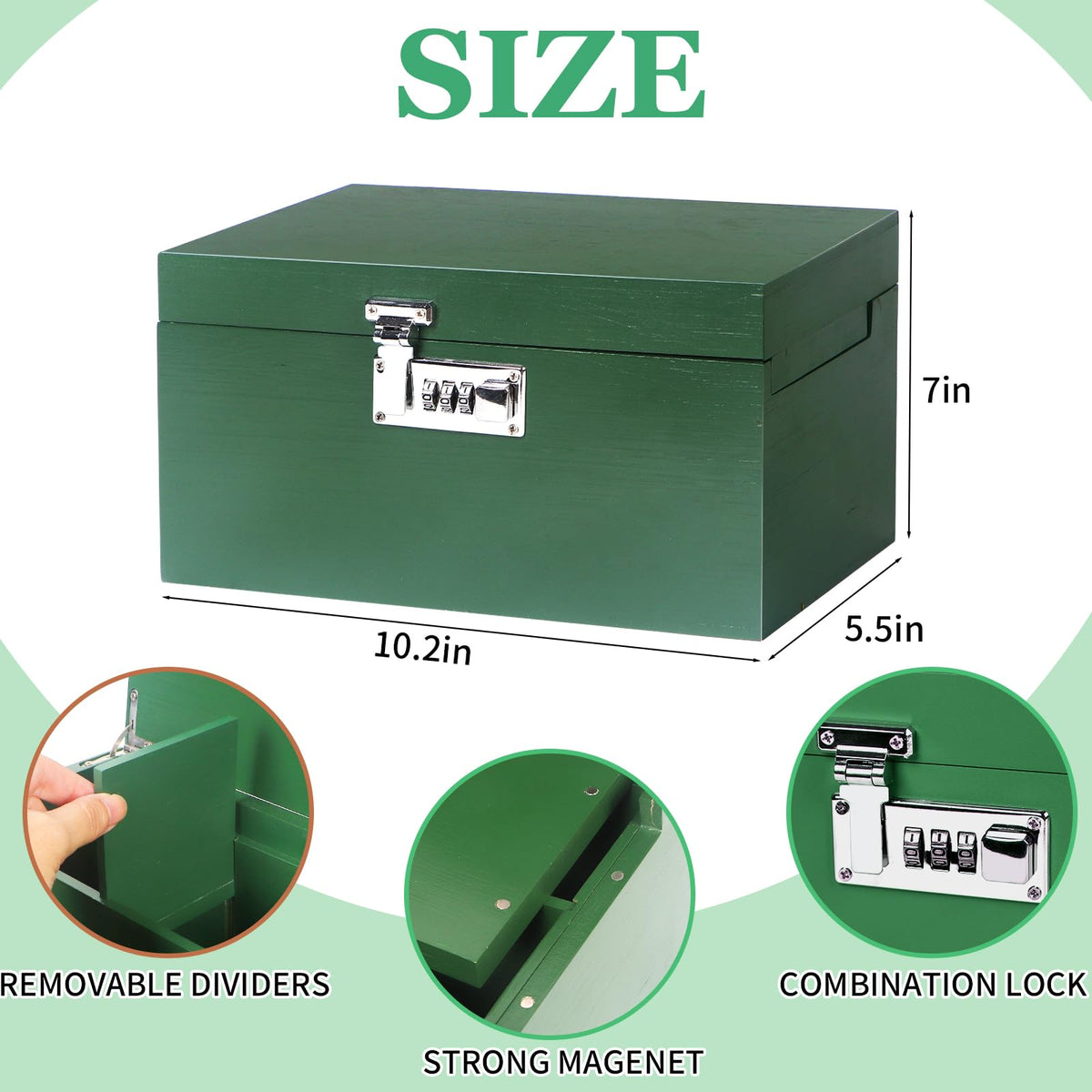 Large Green Bamboo Box with Combination Lock (4 Count)