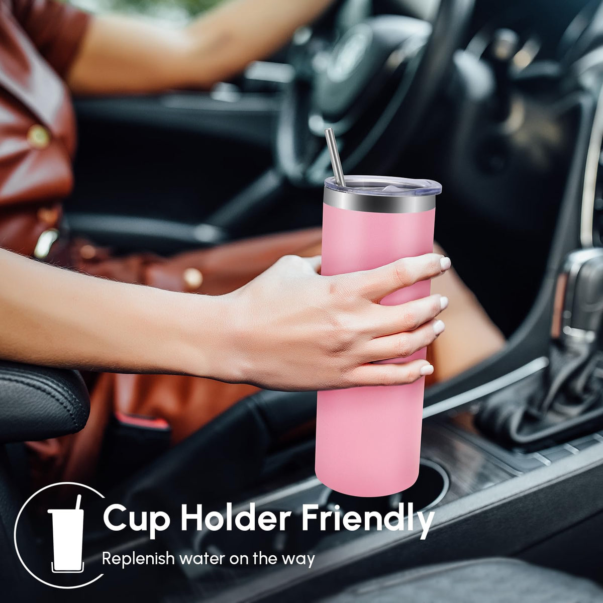 8 Pack Skinny Tumblers with Lid and Straw