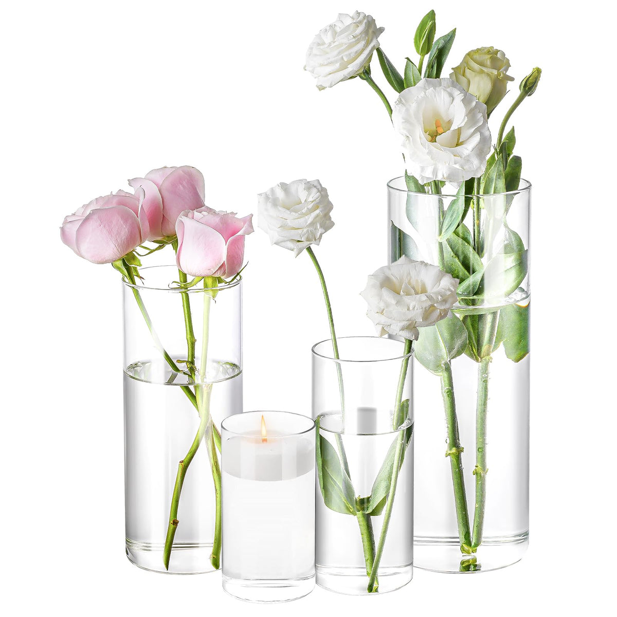 4 Pack Glass Cylinder Vases 4 (4 Count)