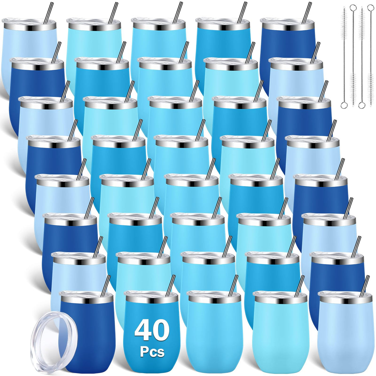 40 Pack Insulated Wine Tumblers Bulk 12oz (40 Count)