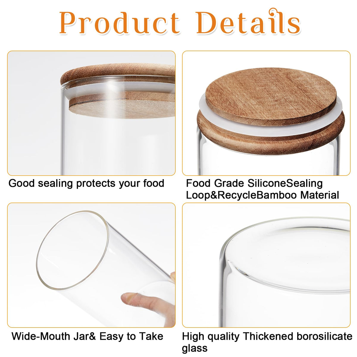 Glass Storage Jars with Wooden Lids (24 Count)