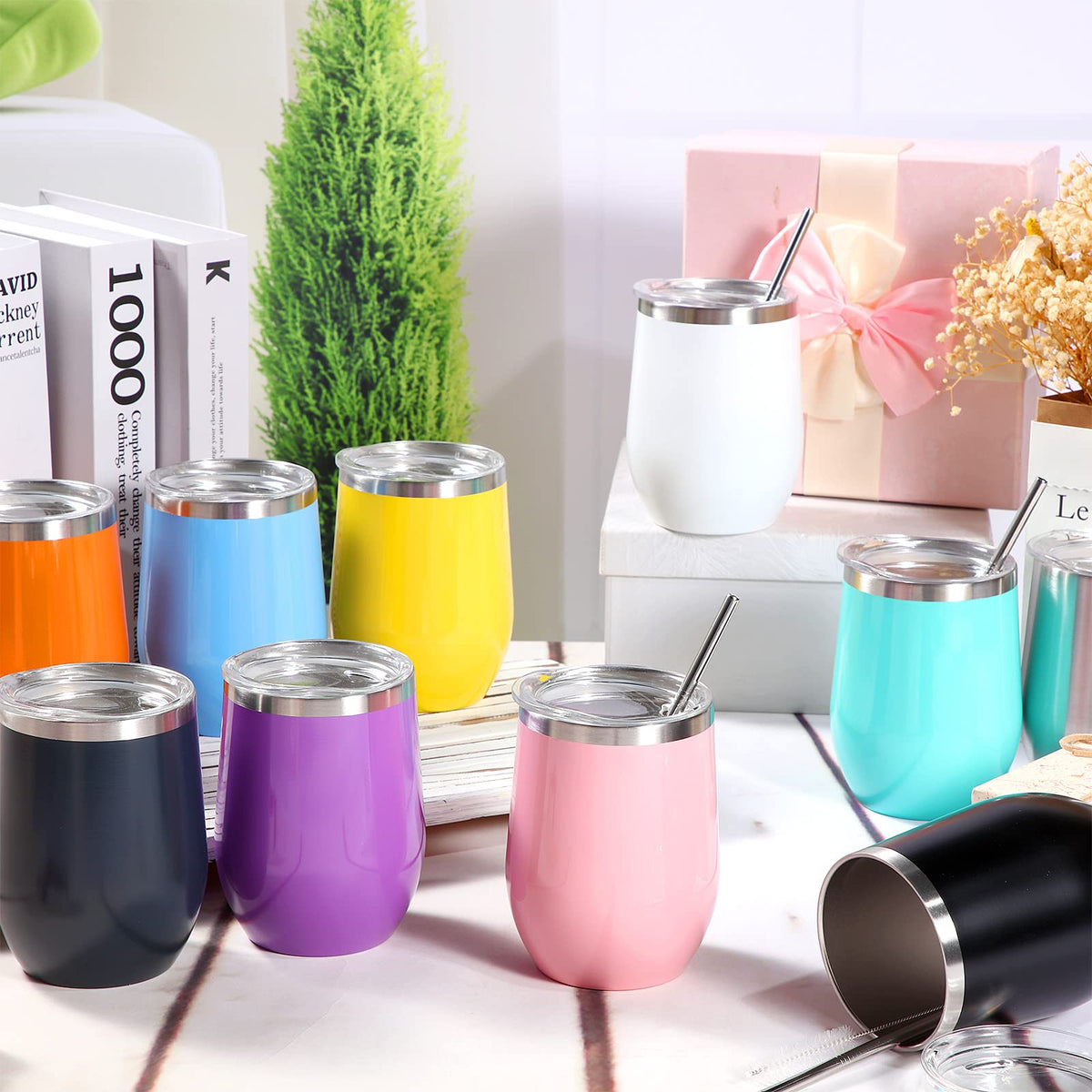 40 Pack Insulated Wine Tumblers Bulk 12oz