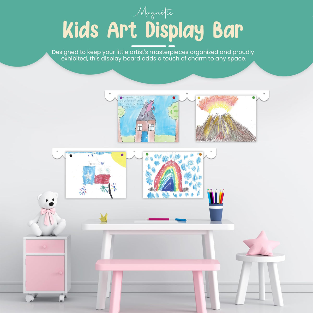 Scalloped Magnetic Art Display for Kids Artwork & Photos