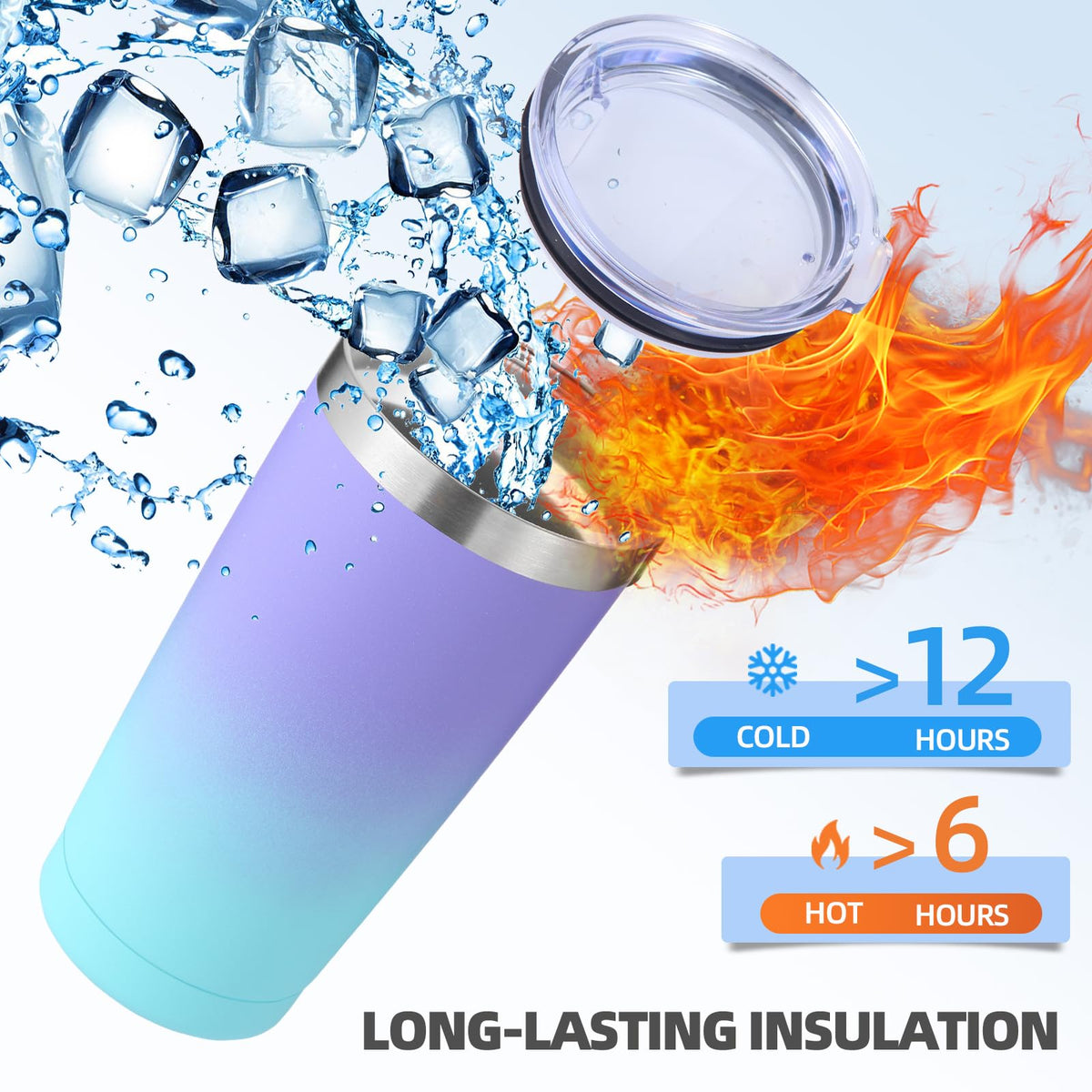 20oz Stainless Steel Tumbler with Lid and Straw