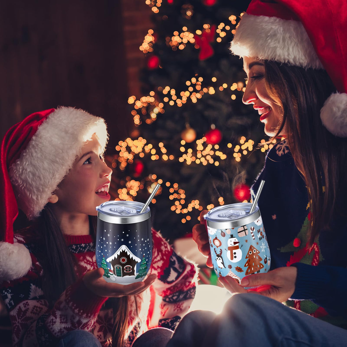12 Pack Christmas Tumbler Bulk with Lid and Straw Brush (12 Count)