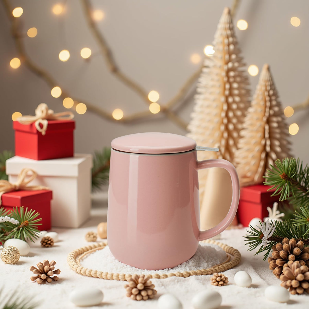 20 OZ Porcelain Tea Mug with Infuser and Lid