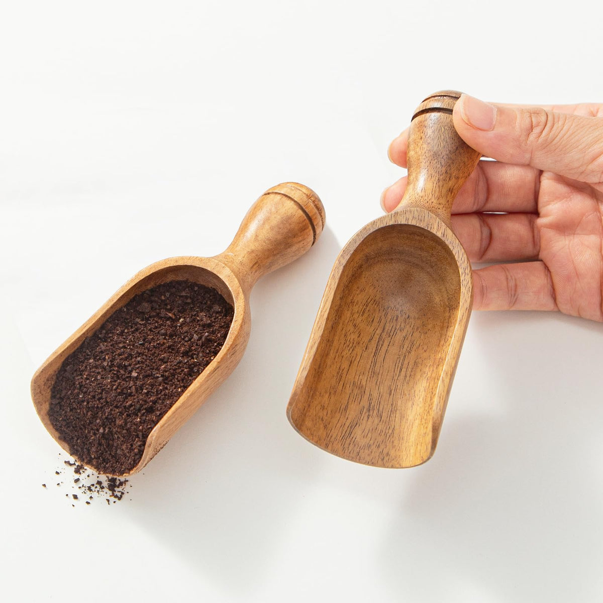 Wooden Scoops for Canisters 2PCS Wooden Scoop for Jars 4.9″Med (2 Count)