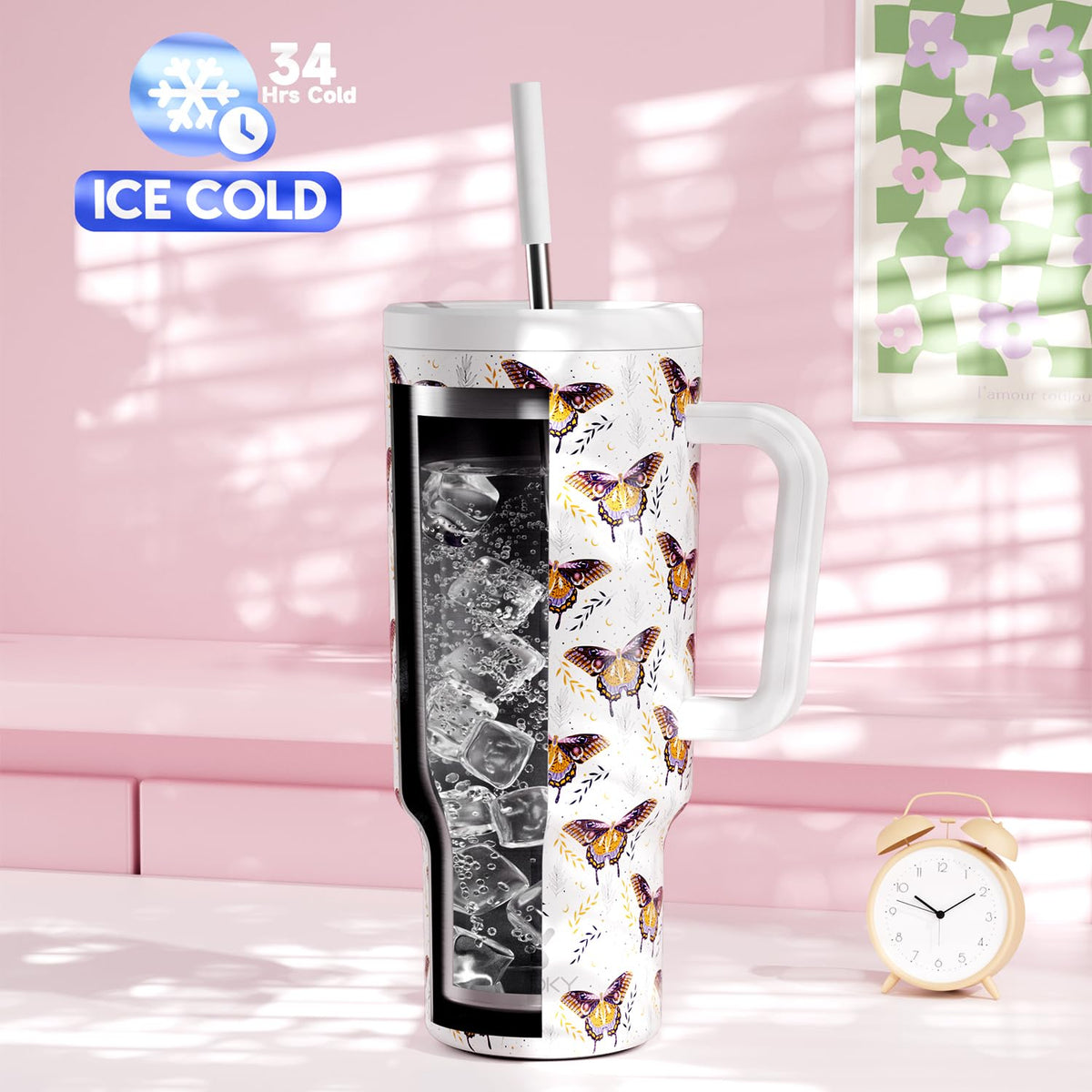 40 oz Tumbler with Handle and Straw