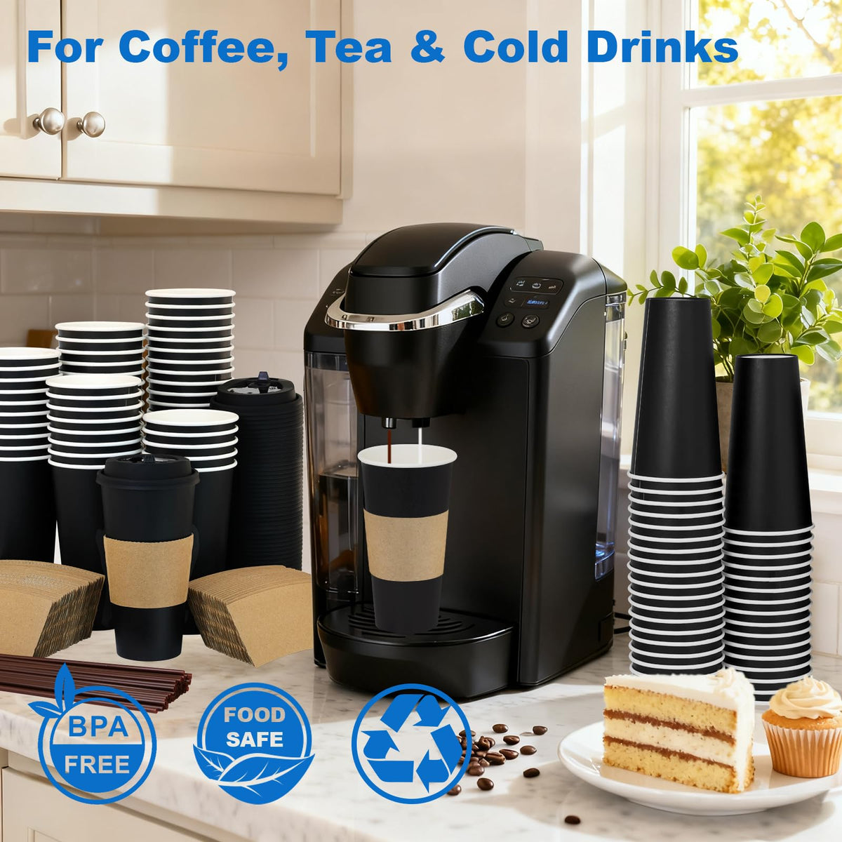 20 oz 500 Pack Coffee Cups with Lids and Sleeves (500 Count)