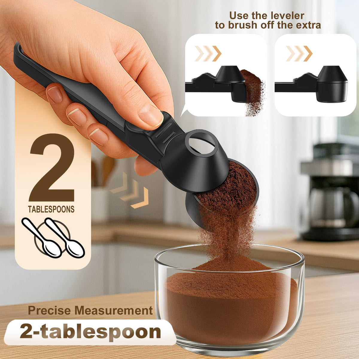 Coffee Scoop with Funnel for Ground Coffee & Protein Powder (2 Count)
