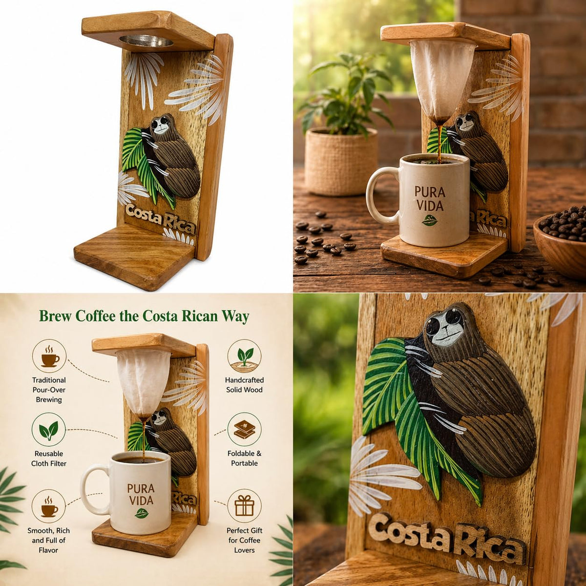 Chorreador Costa Rican handcrafted foldable wooden pour