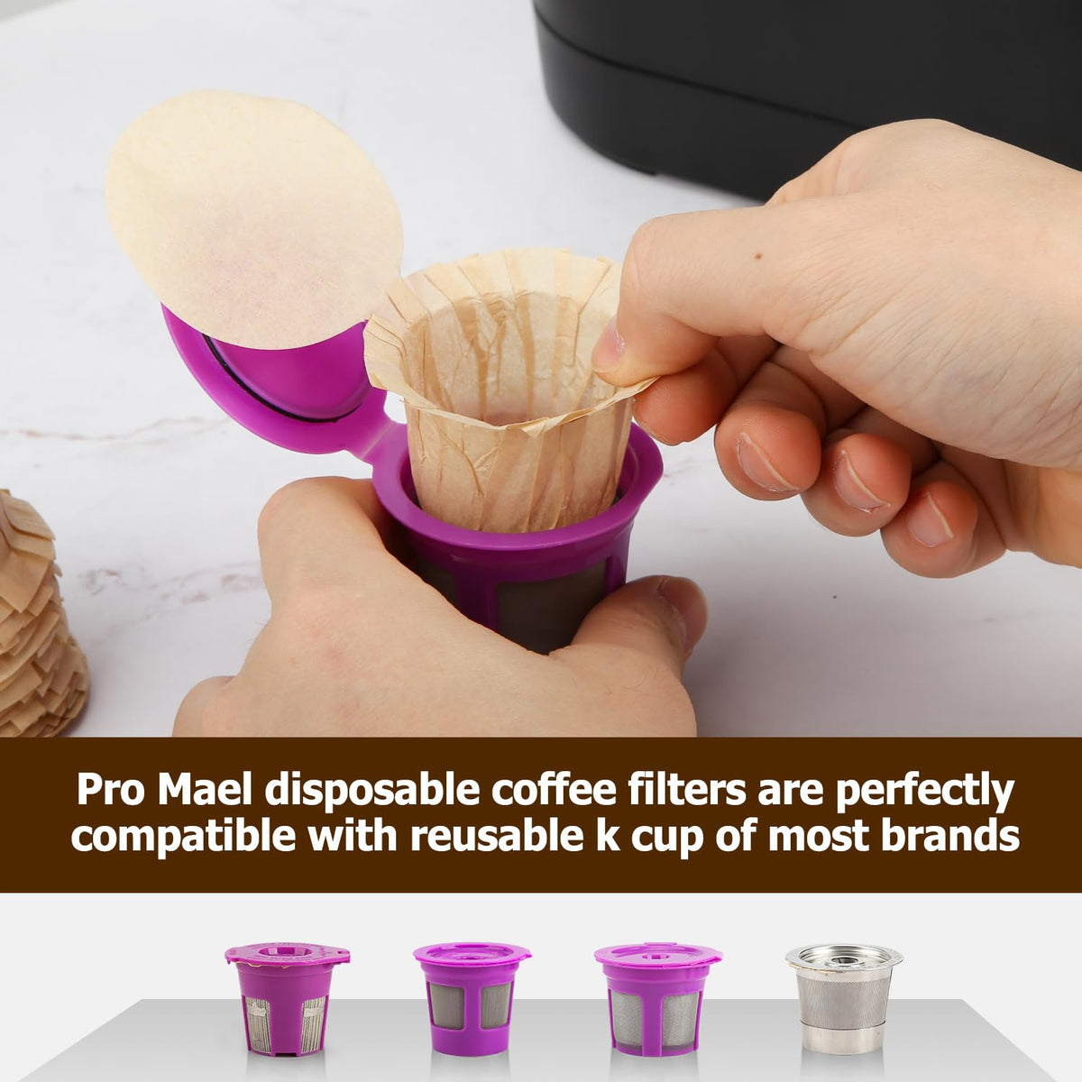 Disposable Coffee Filters Paper with Lid for Keurig Brewers Single Serve 1.0 and 2.0 Reusable K Cup Pods (200 Count)