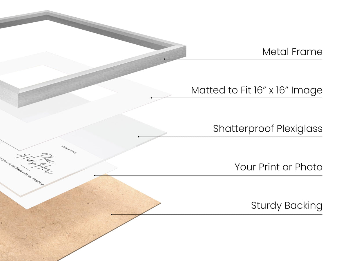 20x20 Silver Metal Picture Frames Matted to 16x16 (3 Count)