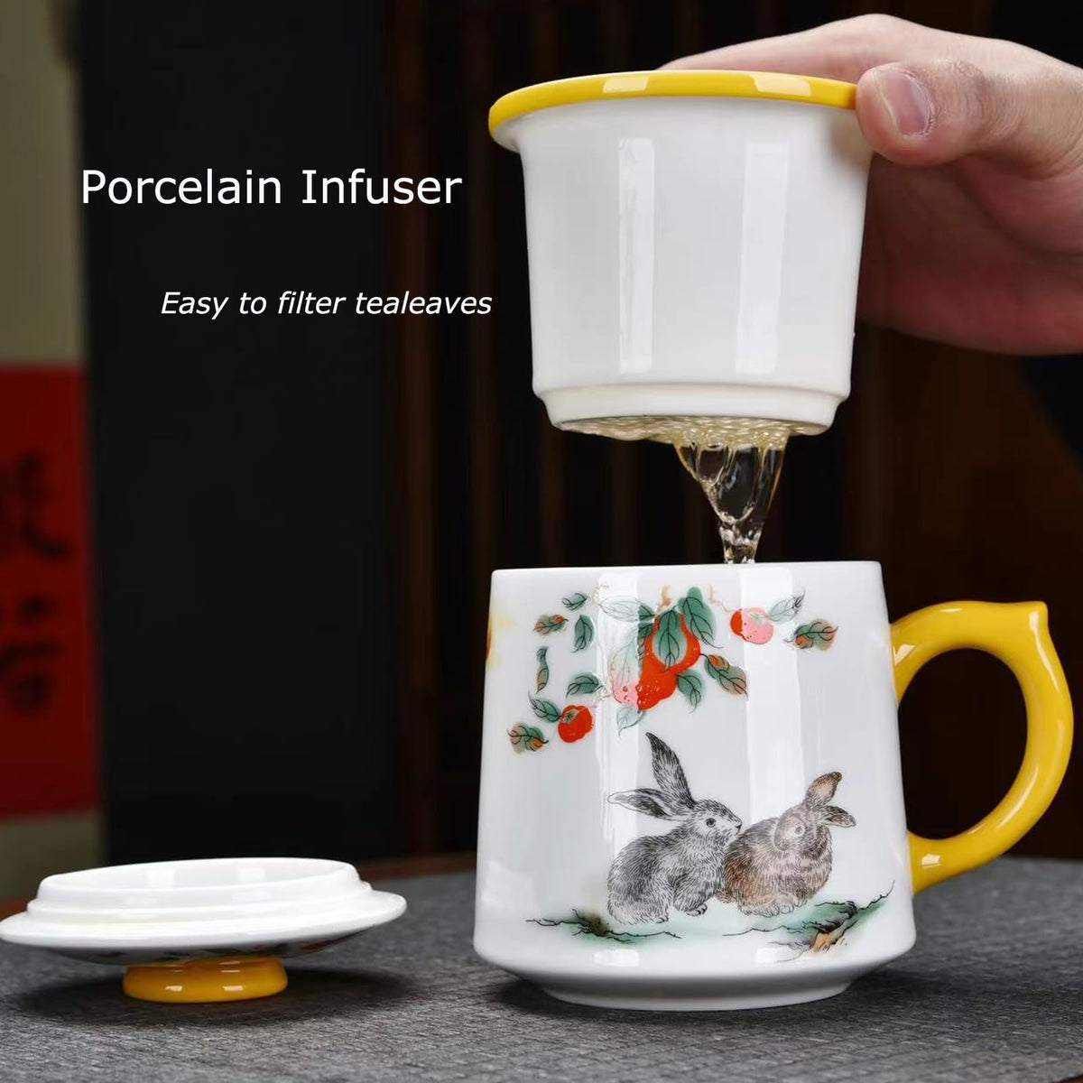 Ceramic Tea Mug with Infuser and Lid