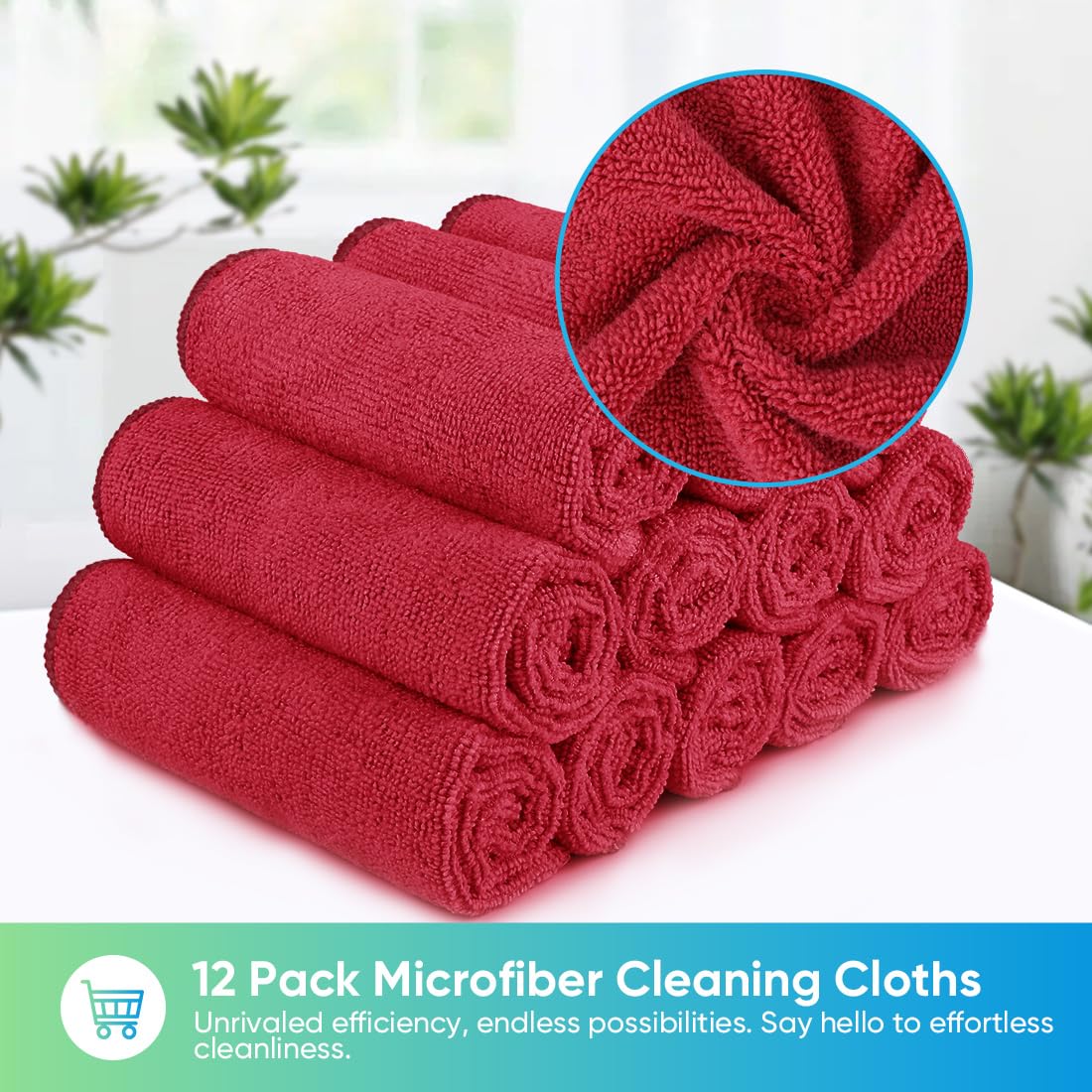 Red Microfiber Cleaning Cloth (12 Count)