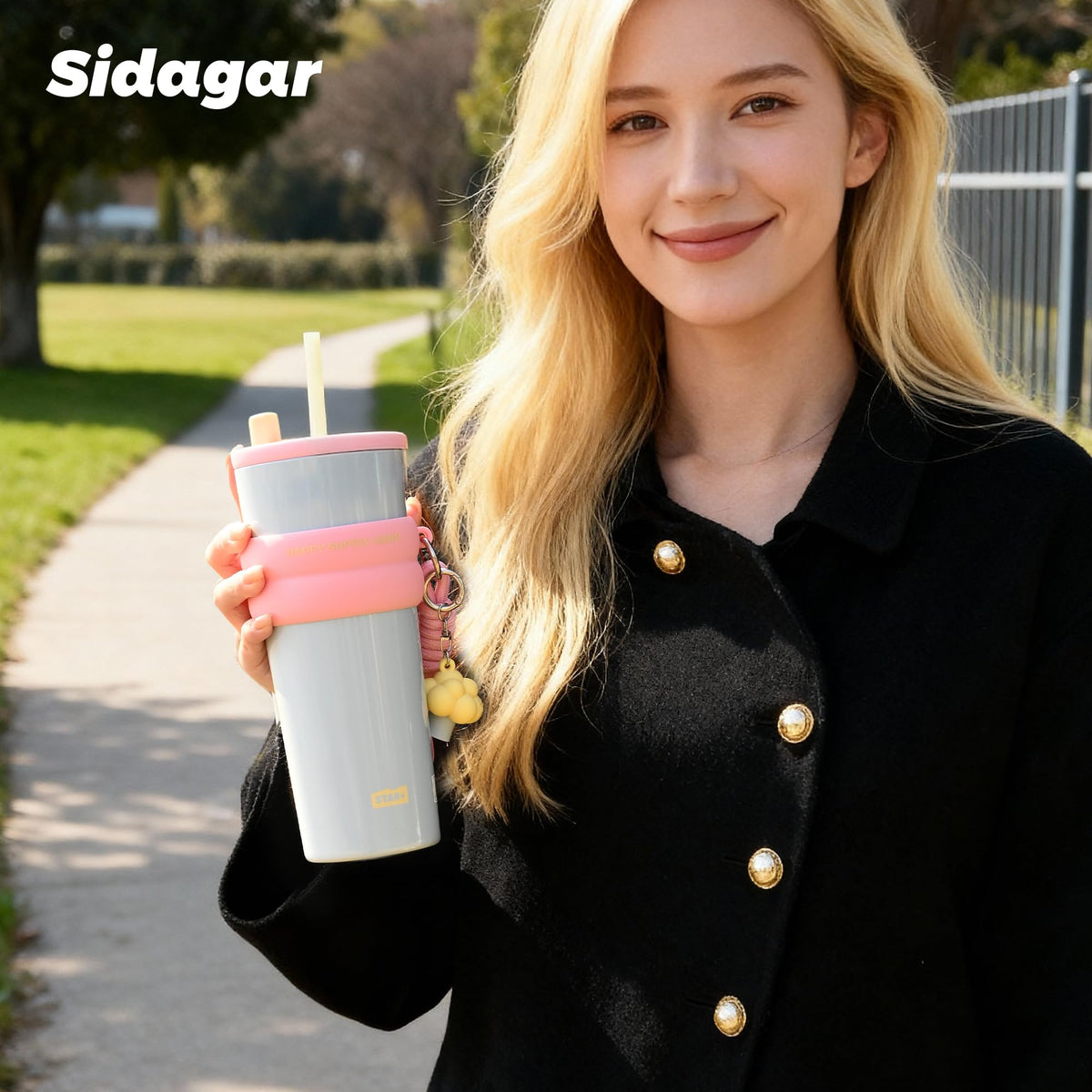 24 oz Stainless Steel Tumbler with Lid and Straw