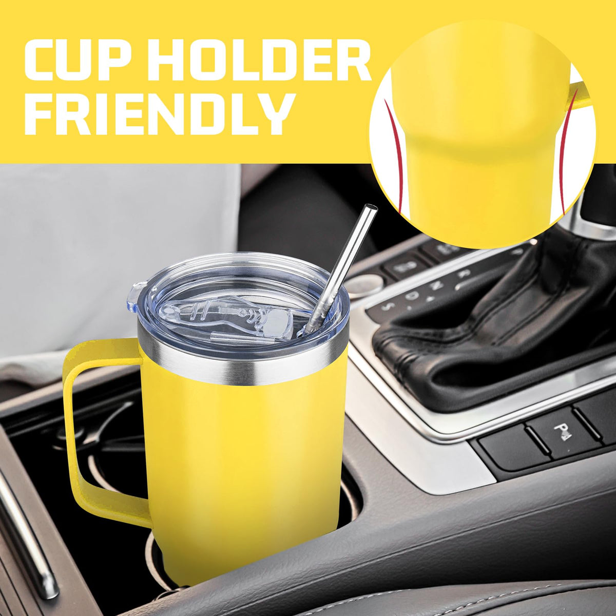 20oz Stainless Steel Insulated Tumbler with Handle and Lid (4 Count)