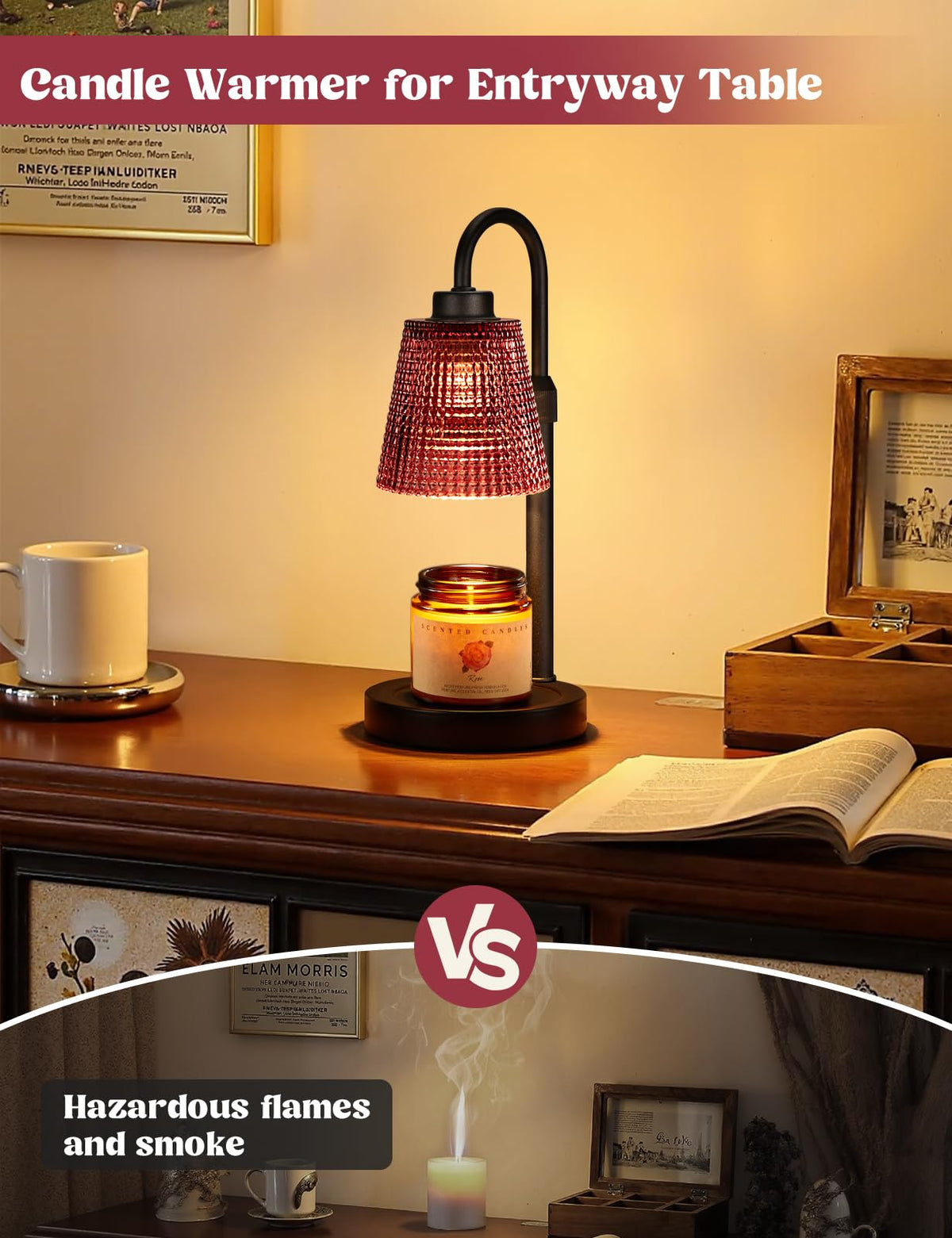Pomegranate Red Candle Warmer Lamp with Timer