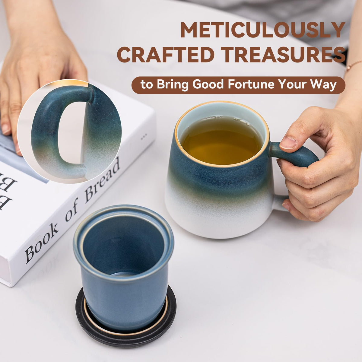 Ceramic Tea Mug with Infuser & Lid