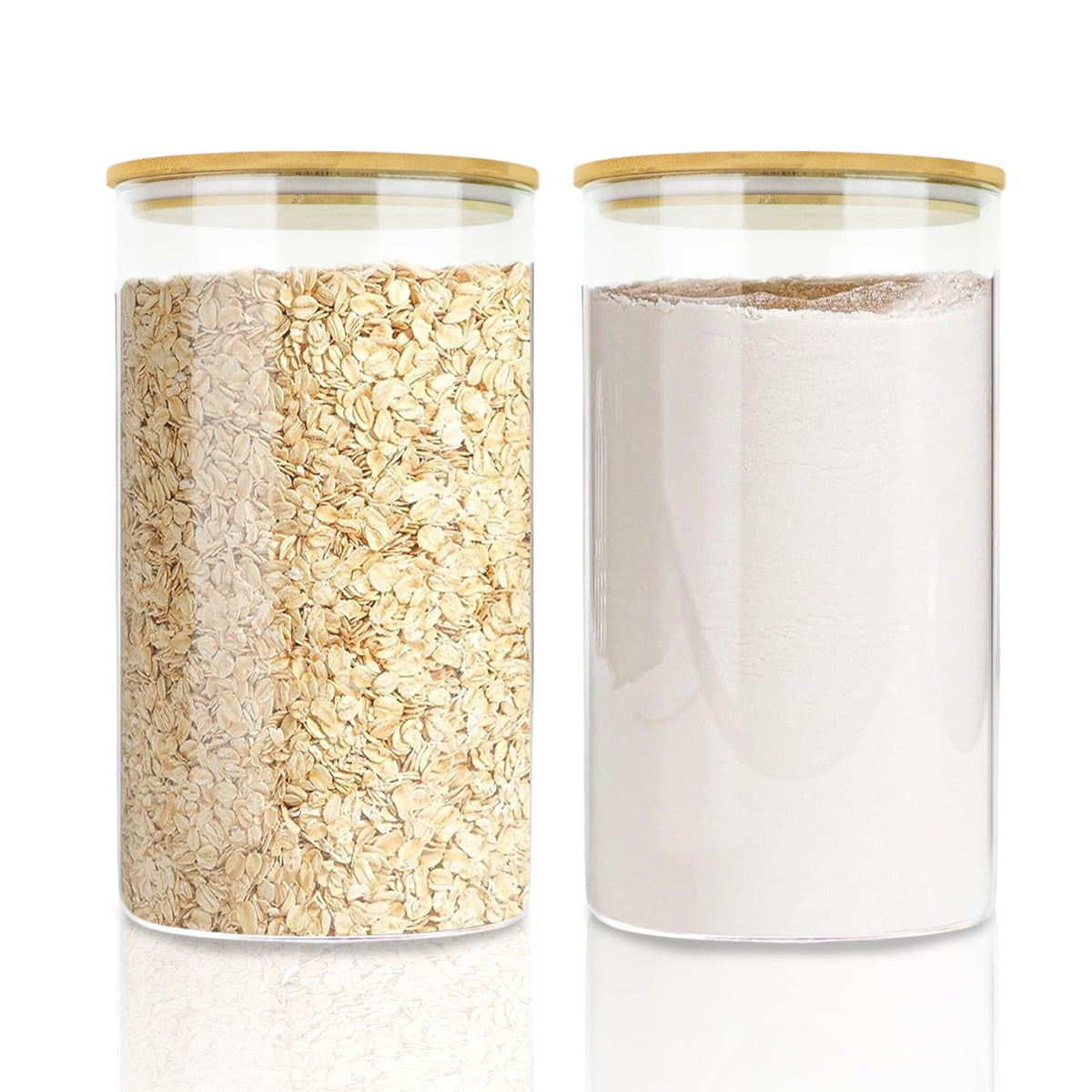 Large Glass Cereal Containers Storage with Airtight Bamboo Lids