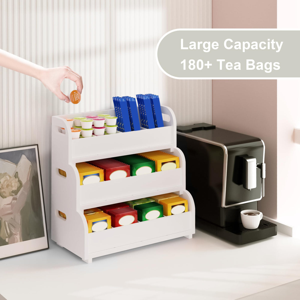 3 Tier Bamboo Tea Bag Organizer