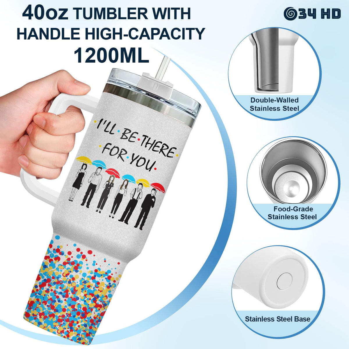 TV Show Funny I'll Be There 40 oz Tumbler with Handle