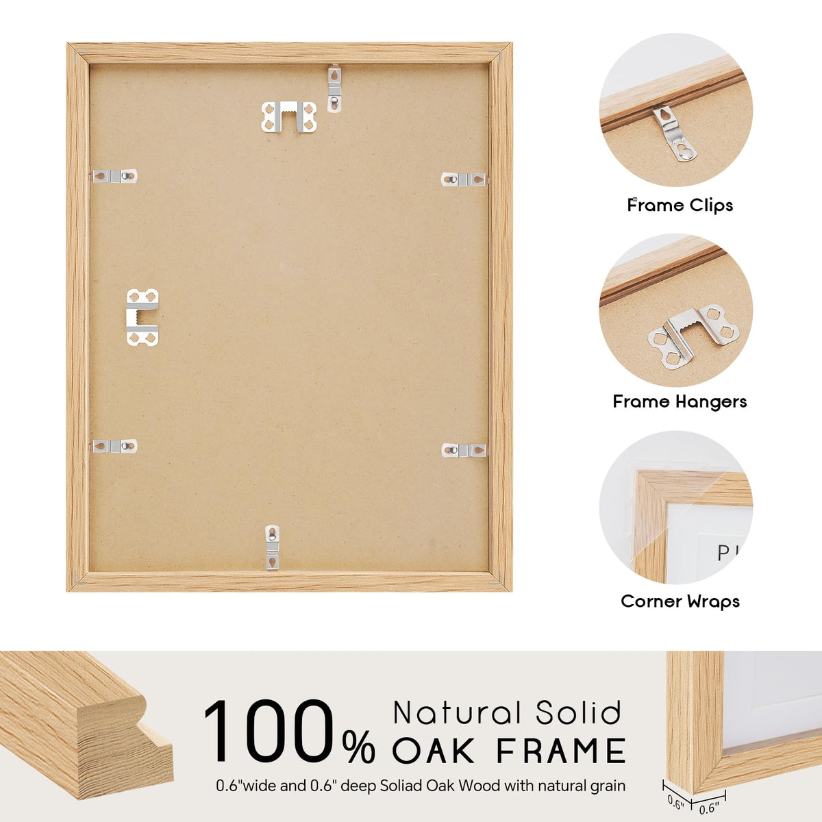 10x14 Solid Oak Wood Picture Frames (3 Count)